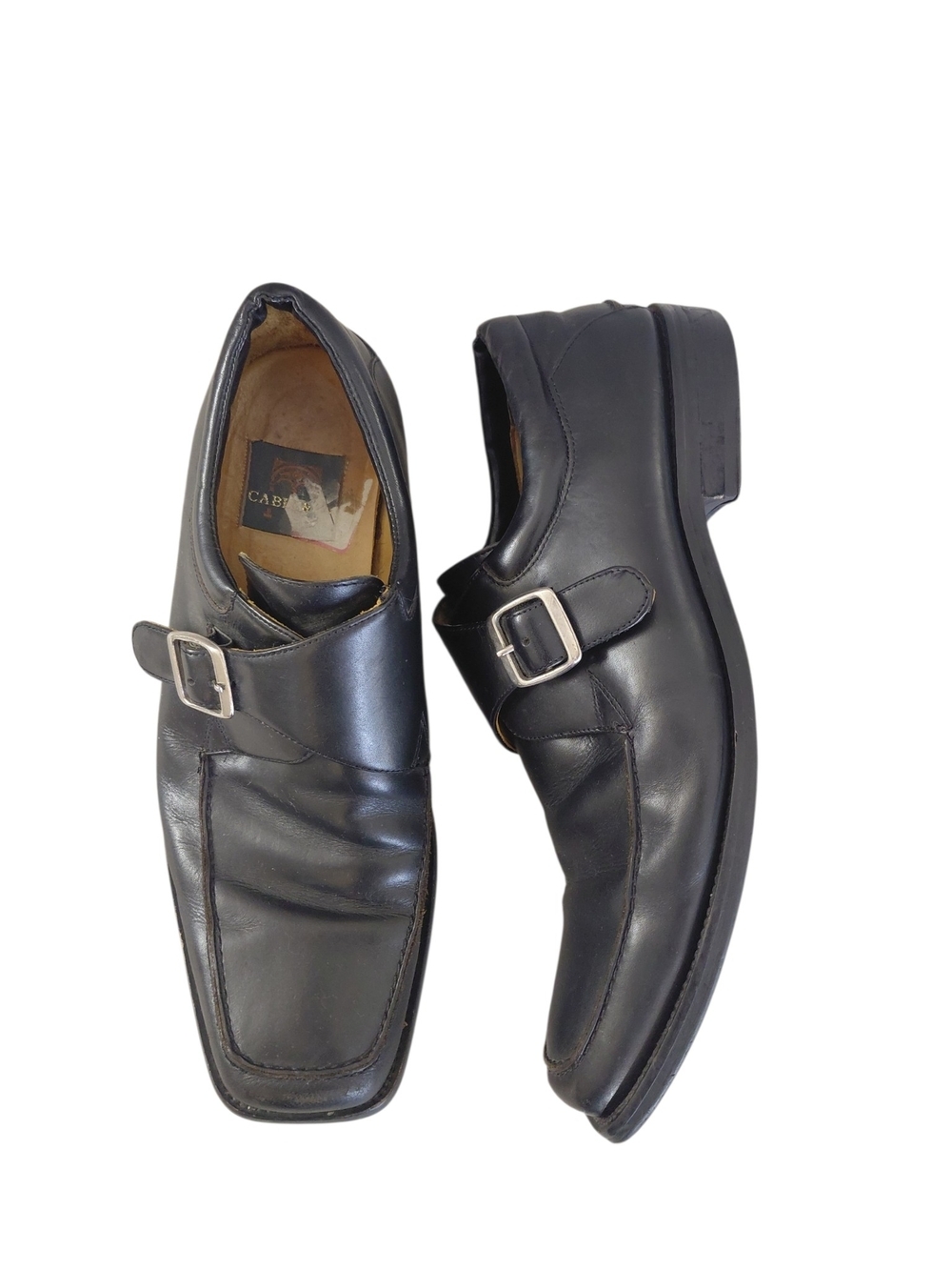 Cabke & Co. Terry Black Leather Monk Strap Dress Shoes Size 10.5